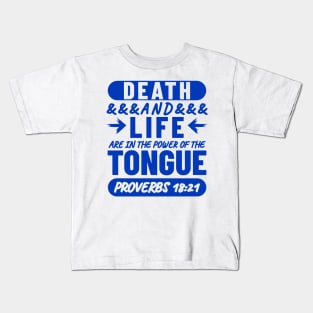 Proverbs 18-21 Life Death Power of the Tongue Blue Aesthetic Kids T-Shirt